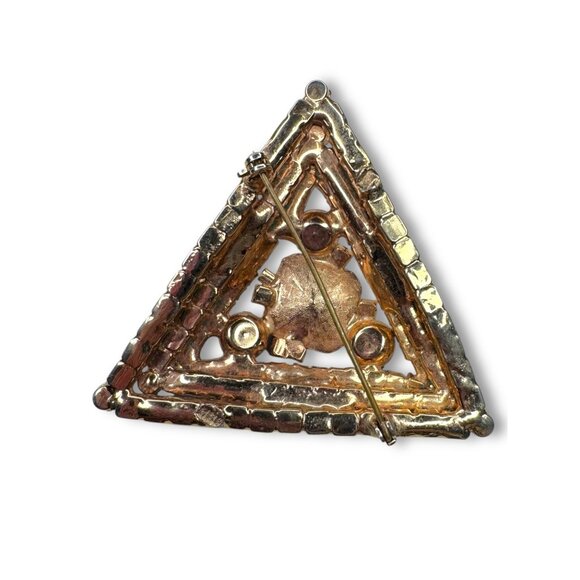 Delizza Elster Juliana Crystal Triangle Brooch 2.25" Vintage - Picture 2 of 10